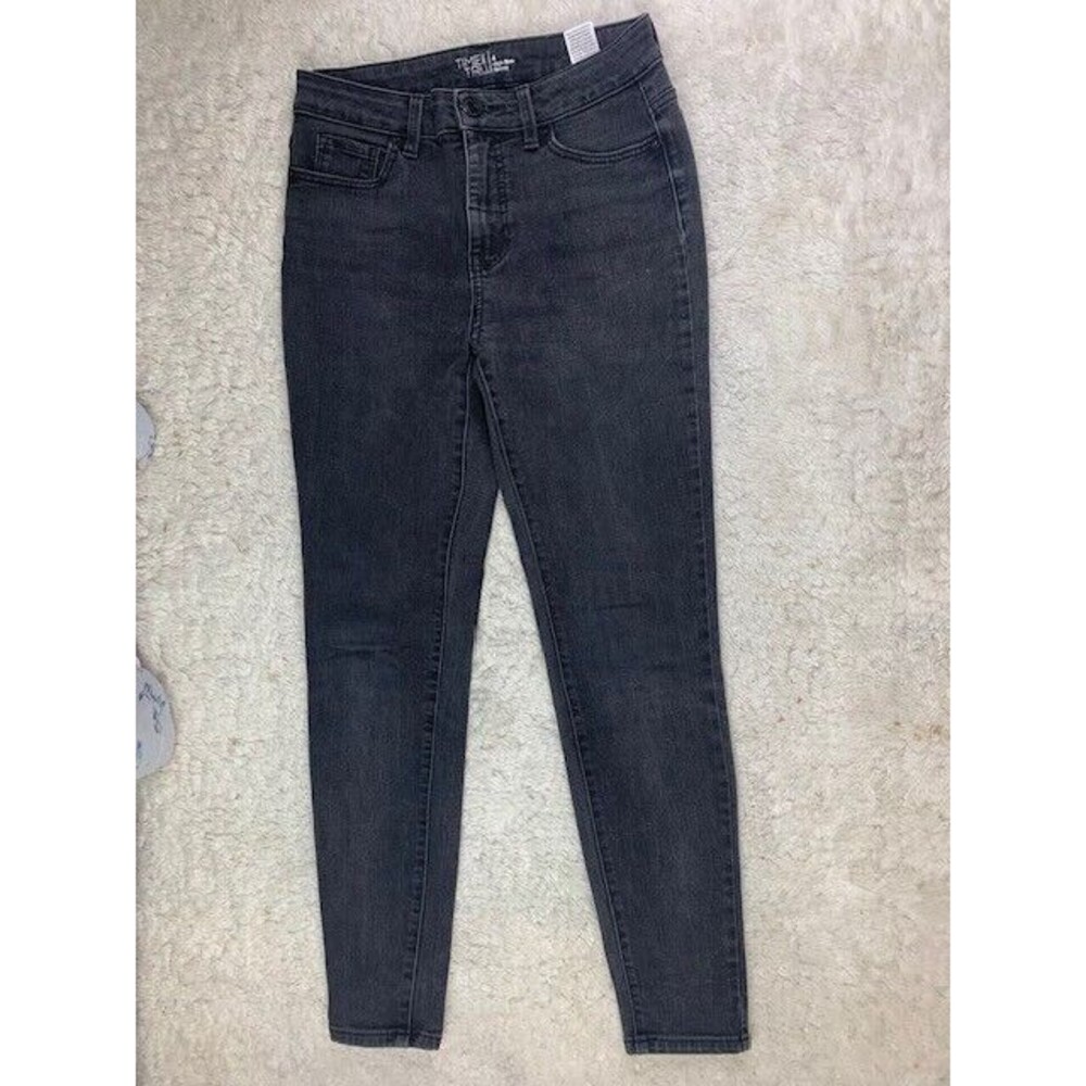 Time & Tru Size 4 Womens Jeans High Rise Skinny Black Wash Stretch